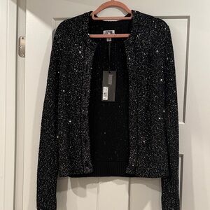 Elegant Black Sequin Cardigan